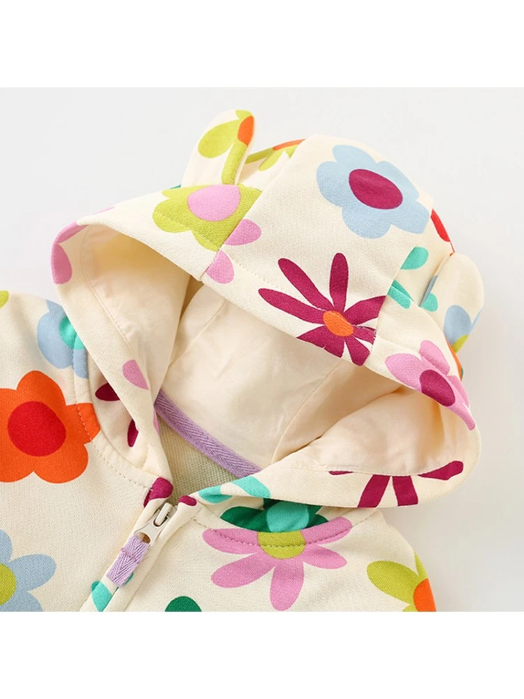 Flower Hooded Cardigan Girl Tops 2 Flower Hooded Cardigan Girl Tops - Image 2