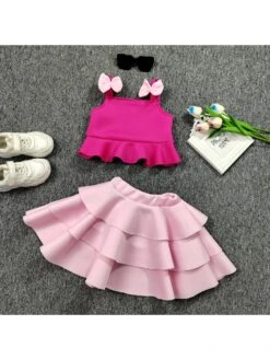 Bow Colorblock Layered Girl Clothing Sets -Kids Clothing Shop P 20240620143204597 302
