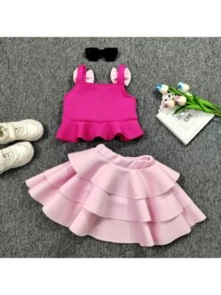 Bow Colorblock Layered Girl Clothing Sets -Kids Clothing Shop P 20240620143205177 138