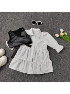 Ruffle PU A-line Girl 2 Piece Sets -Kids Clothing Shop P 20240620144419257 399