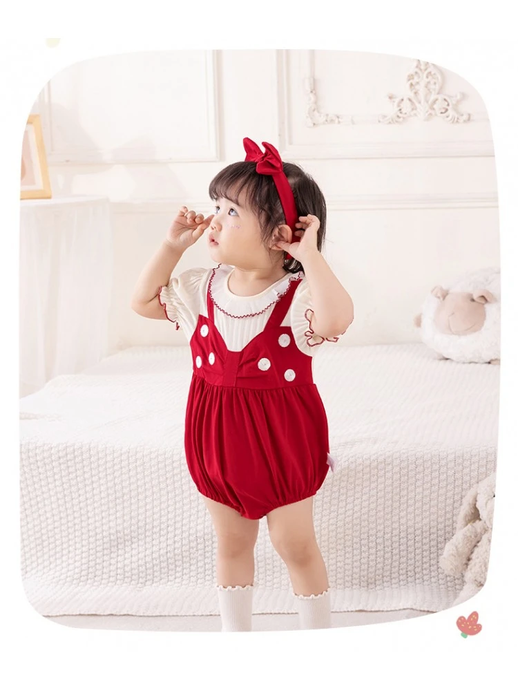 Colorblock Lacework Overalls Rompers 3 Colorblock Lacework Overalls Rompers - Image 3