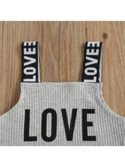 Letter Wear Out Spaghetti Straps Girl Clothing Sets -Kids Clothing Shop P 20240620155221923 635