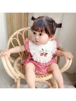 Houndstooth Crewneck Cotton Rompers