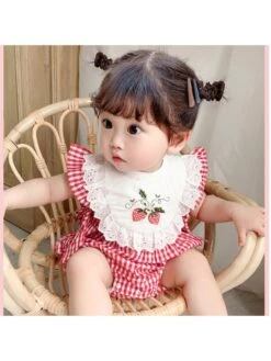 Houndstooth Crewneck Cotton Rompers -Kids Clothing Shop P 20240620160015600 336