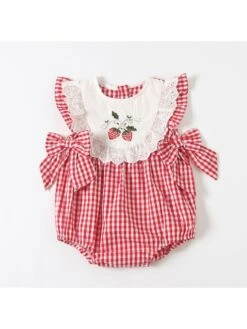 Houndstooth Crewneck Cotton Rompers -Kids Clothing Shop P 20240620160017492 119