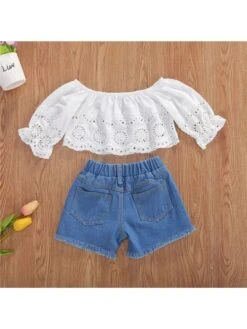 Embroidery Ripped Girl Clothing Sets -Kids Clothing Shop P 20240620162013877 882