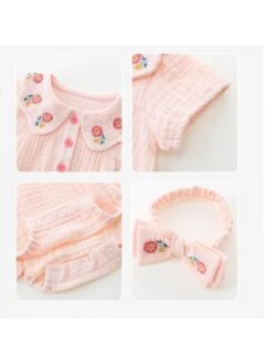 Embroidery Flower Buckle Rompers -Kids Clothing Shop P 20240620175227820 561