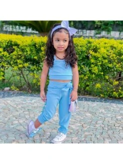 Solid Color Tie-wrap Cropped Girl Clothing Sets -Kids Clothing Shop P 20240621084820601 840