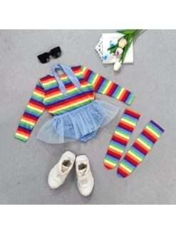 Colorblock Halter Letter Christmas Girl Clothing Sets -Kids Clothing Shop P 20240621090430989 469