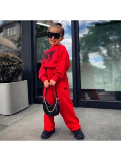 Letter Crewneck Cropped Girl Clothing Sets