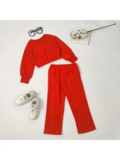 Letter Crewneck Cropped Girl Clothing Sets -Kids Clothing Shop P 20240621092438087 388