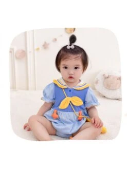 Bow Colorblock Cotton Rompers -Kids Clothing Shop P 20240621092454230 948