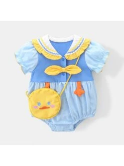 Bow Colorblock Cotton Rompers -Kids Clothing Shop P 20240621092455386 883