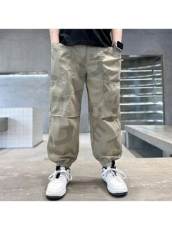 Letter Silk Mid-rise Boy Pants
