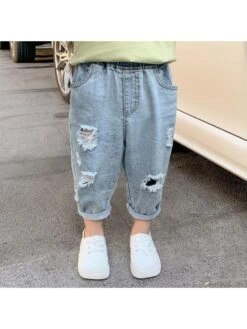 Irregular Wear Out Mid-rise Boy Pants