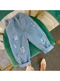 Irregular Wear Out Mid-rise Boy Pants -Kids Clothing Shop P 20240621105609635 488