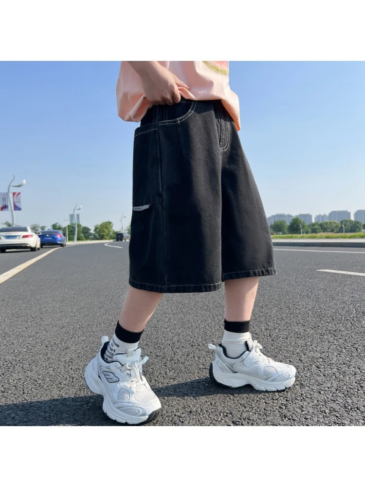 Solid Color Cotton Cargo Jeans Boy Pants 1 Solid Color Cotton Cargo Jeans Boy Pants