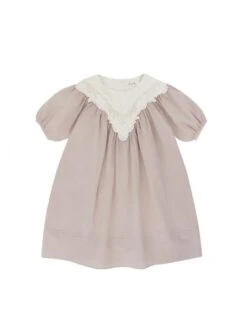 Lace Collar Cotton Single Breasted Girl Dresses