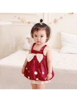 Bow Spaghetti Straps Cotton Rompers