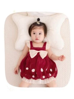 Bow Spaghetti Straps Cotton Rompers -Kids Clothing Shop P 20240621114822248 653