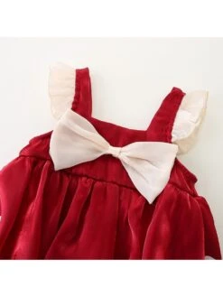 Bow Spaghetti Straps Cotton Rompers -Kids Clothing Shop P 20240621114824838 604
