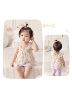 Bow Square Neck Cotton Sets 16 Bow Square Neck Cotton Sets -Kids Clothing Shop P 20240621141607285 283