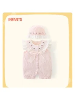 Bow Flower Single Breasted Sleepsuits