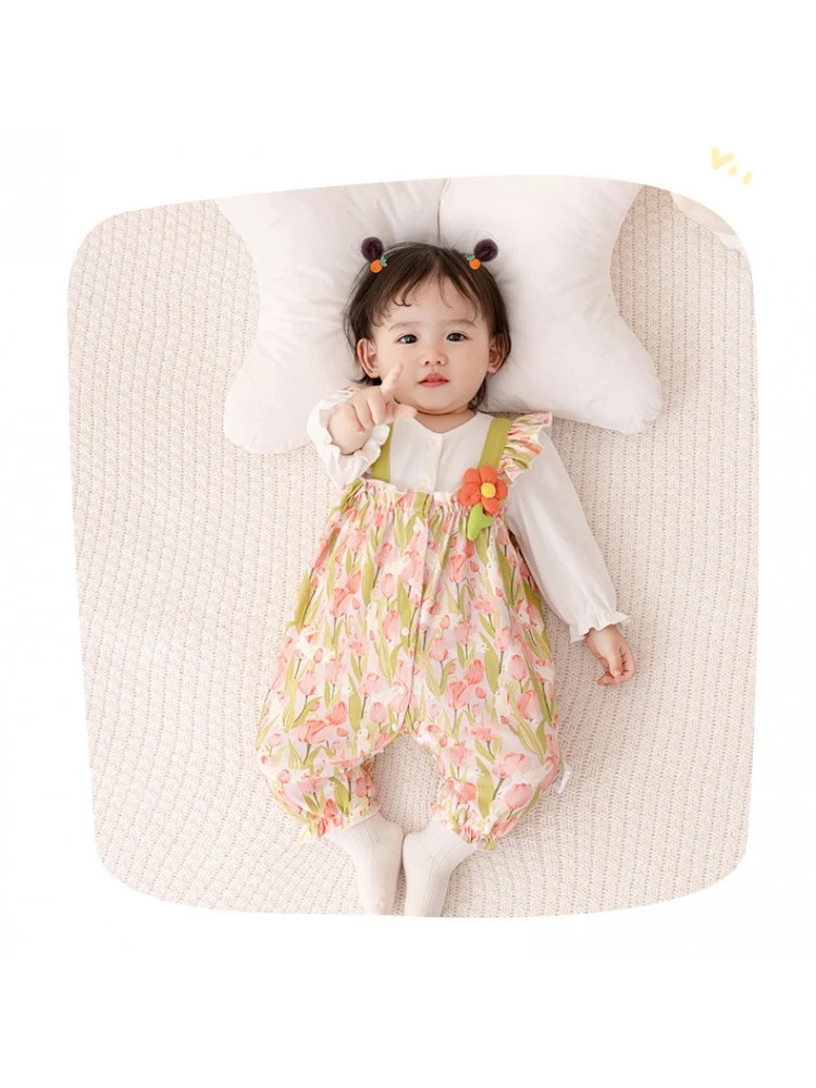 Flower Crewneck Cotton Sleepsuits 5 Flower Crewneck Cotton Sleepsuits - Image 5