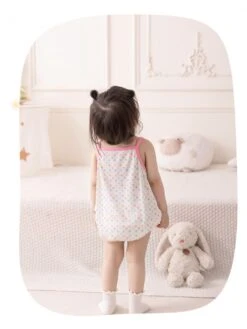 Bow Spaghetti Straps Slip Dress Rompers -Kids Clothing Shop P 20240622151614912 366