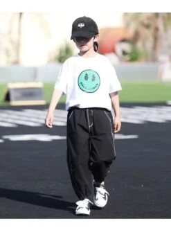 Solid Color Mid-rise Loose Boy Pants