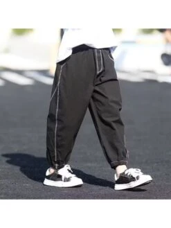 Solid Color Mid-rise Loose Boy Pants -Kids Clothing Shop P 20240624094004616 600