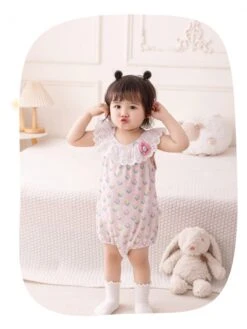 Flower Disty Floral Printing One Button Rompers -Kids Clothing Shop P 20240624102836506 946