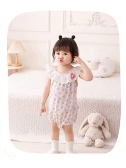 Flower Disty Floral Printing One Button Rompers -Kids Clothing Shop P 20240624102837284 850