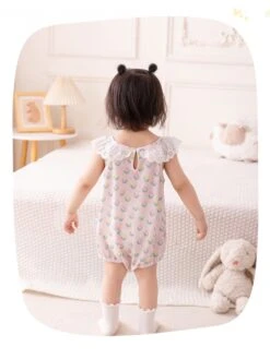 Flower Disty Floral Printing One Button Rompers -Kids Clothing Shop P 20240624102838580 931