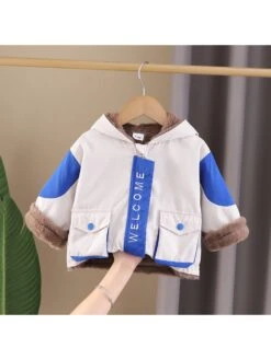 Colorblock Hooded Loose Boy Coat