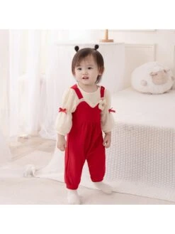 Bow Crewneck Overalls Sleepsuits
