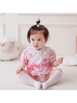 Bow Flower Buckle Rompers