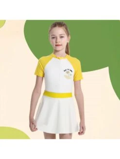 Colorblock Crewneck A-line Swimsuits