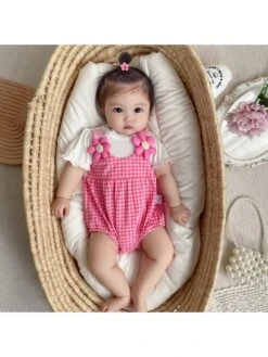 Square Crewneck Cotton Rompers