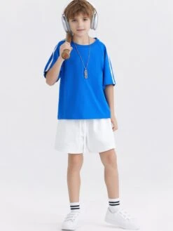 Solid Color Crewneck Loose Boy Tops