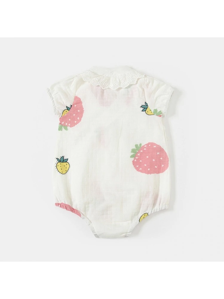 Surplice Neck Short Sleeve Cotton Rompers 3 Surplice Neck Short Sleeve Cotton Rompers - Image 3