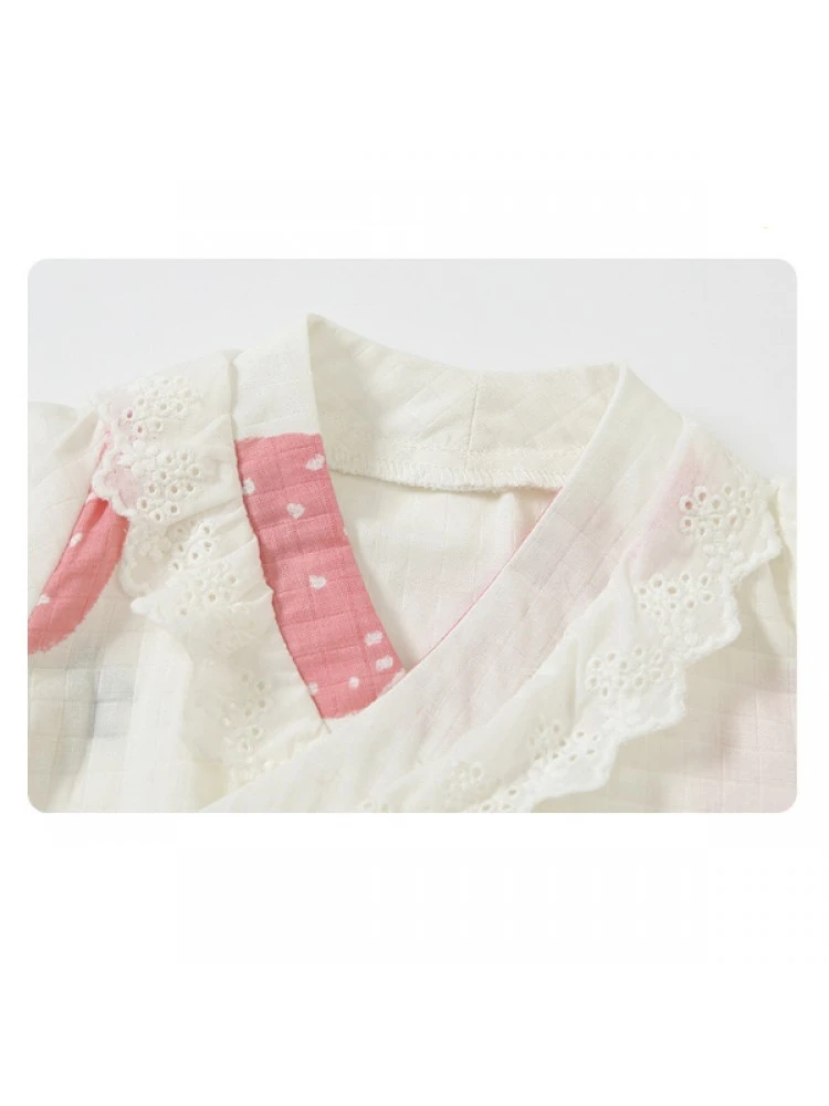 Surplice Neck Short Sleeve Cotton Rompers 5 Surplice Neck Short Sleeve Cotton Rompers - Image 5