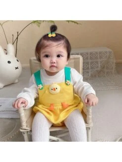 Colorblock Crewneck Cotton Rompers