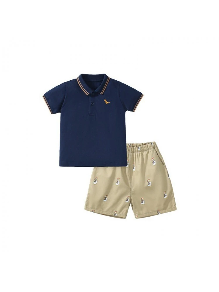 Solid Color Cotton Loose Boy Clothing Sets 2 Solid Color Cotton Loose Boy Clothing Sets - Image 2