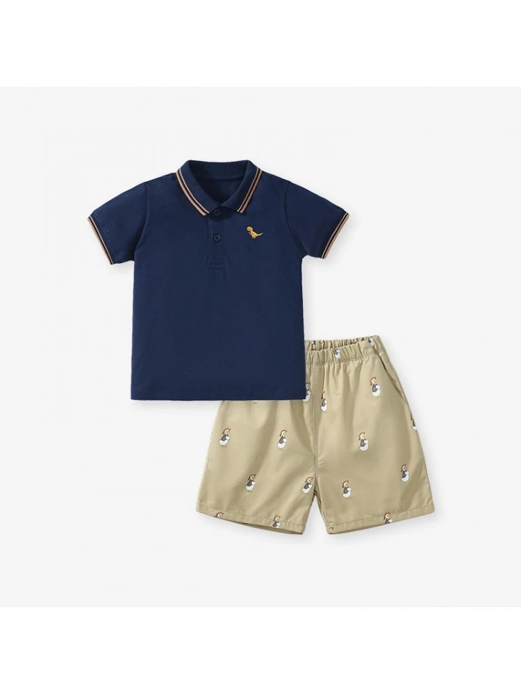 Solid Color Cotton Loose Boy Clothing Sets 3 Solid Color Cotton Loose Boy Clothing Sets - Image 3