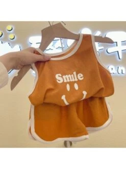 Crewneck Sleeveless Cotton Boy Clothing Sets