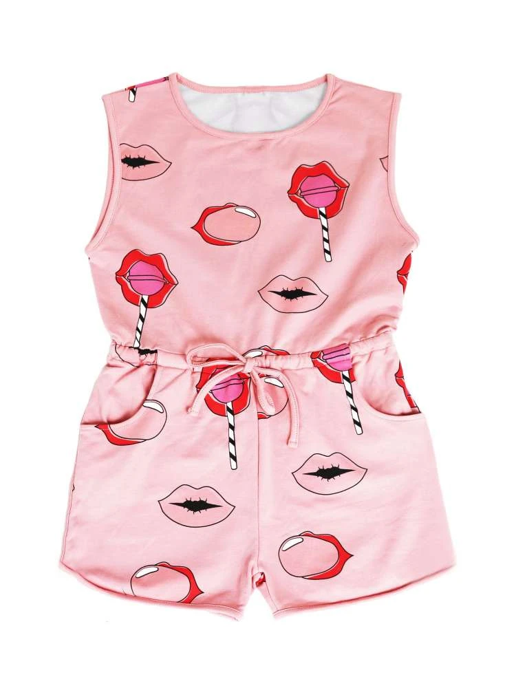 Pattern Lips Drawstring Girl Jumpsuits 5 Pattern Lips Drawstring Girl Jumpsuits - Image 5