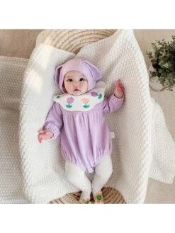 Hooded Cotton Buckle Rompers