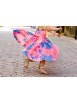 Tie Dye Crewneck Cotton Girl Dresses -Kids Clothing Shop P 20240625160012519 365